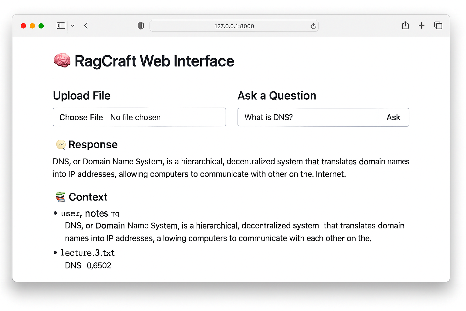 Hands-On AI RAG Web Interface